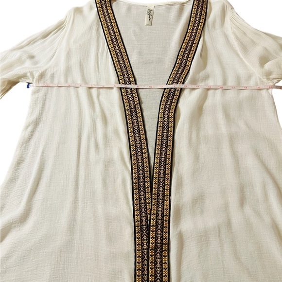 GYPSY JUNKIES WOMENS CREME COLOR OPEN KIMONO WITH EMBROIDERY SIZE M/L - Picture 9 of 11